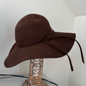 Brown Women's Wide Brim Hat